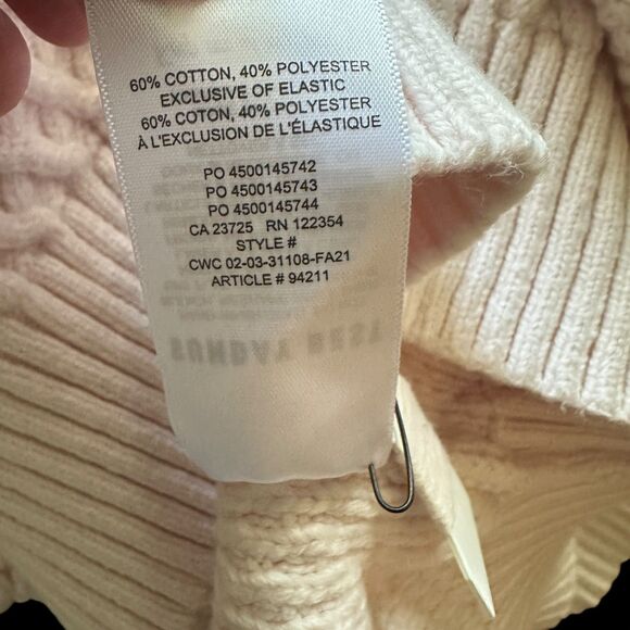 Sunday Best Pale Pink Oversized Cotton Blend Crewneck Cable Knit Sweater Size S - Picture 6 of 8